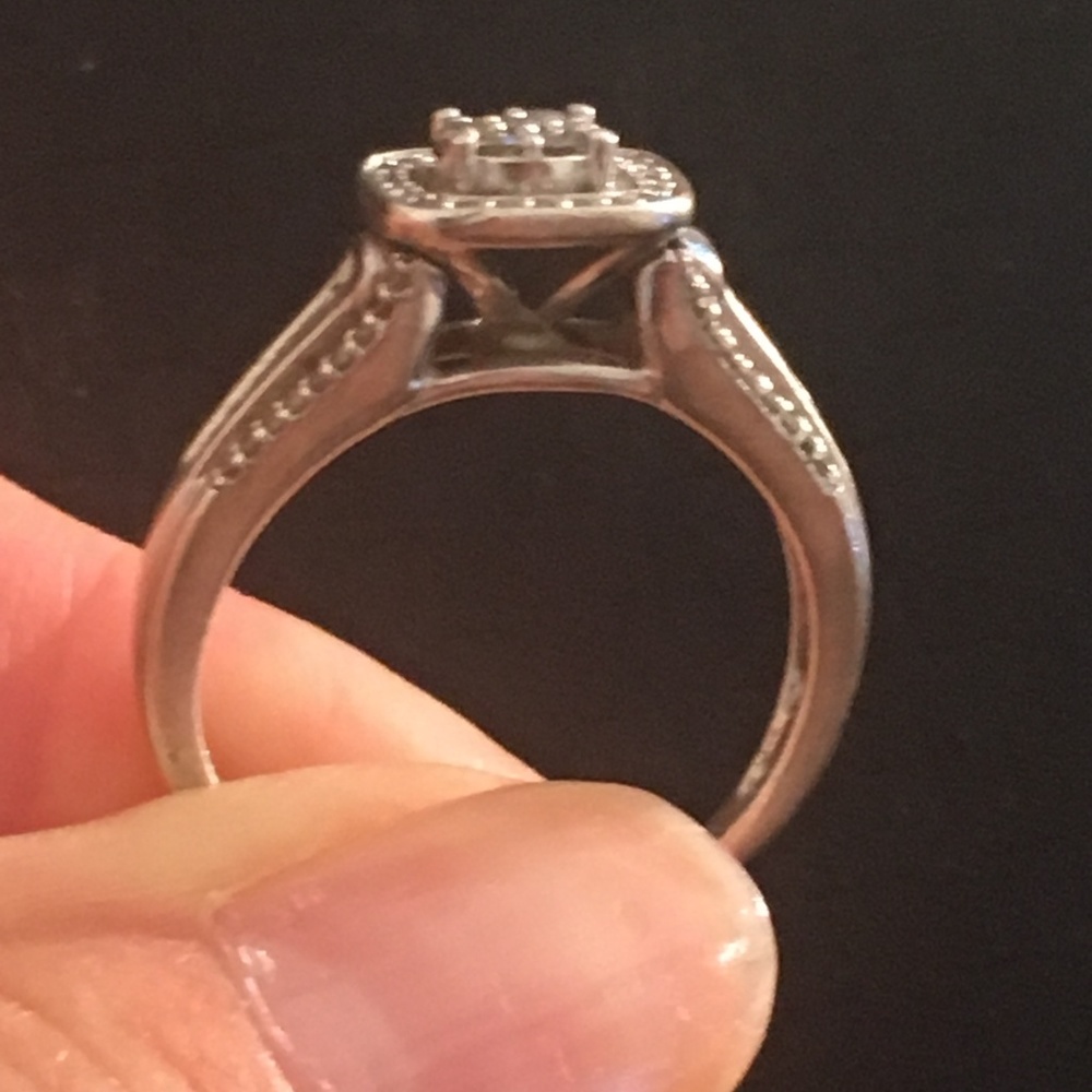 Solid Sterling Silver Diamond Engagement Ring - image 5